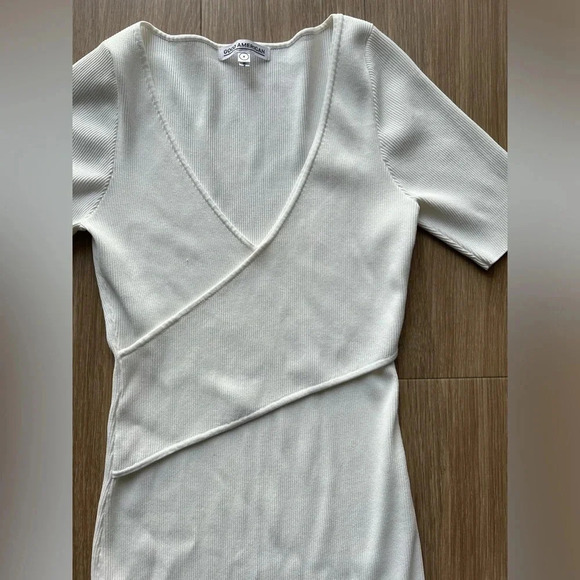 Good American Ribbed Knit Surplice Neck Dress Size 4 - Picture 3 of 7